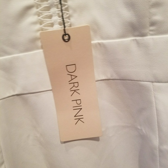 White Open Shoulder  Dress by Dark Pink - Picture 5 of 8